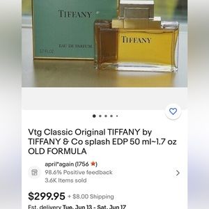 Vintage and Rare Original Tiffany perfume